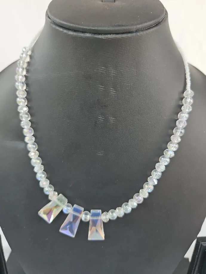 White Muthu Mala With Rectangle Beads