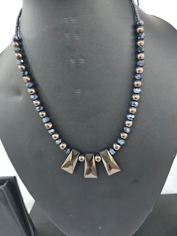 Black Muthu Mala With Rectangle Beads 