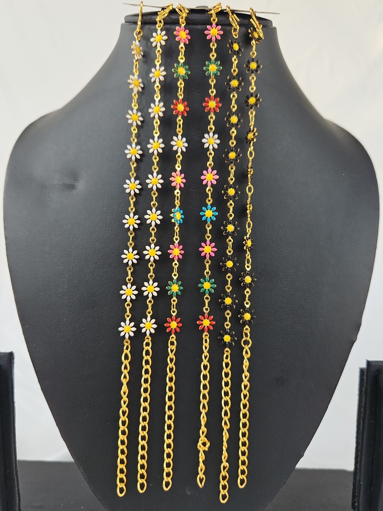 [IX2400648] Golden Bracelet With Multi Color Flower 