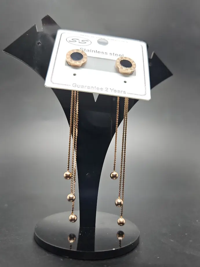 [IX2400720] Earring Hanging Chain Ends with Globe