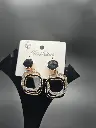 Earring Black and Diamond Square Overlapped Design