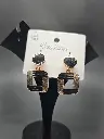 Earring Square Design Black And Stone Lines