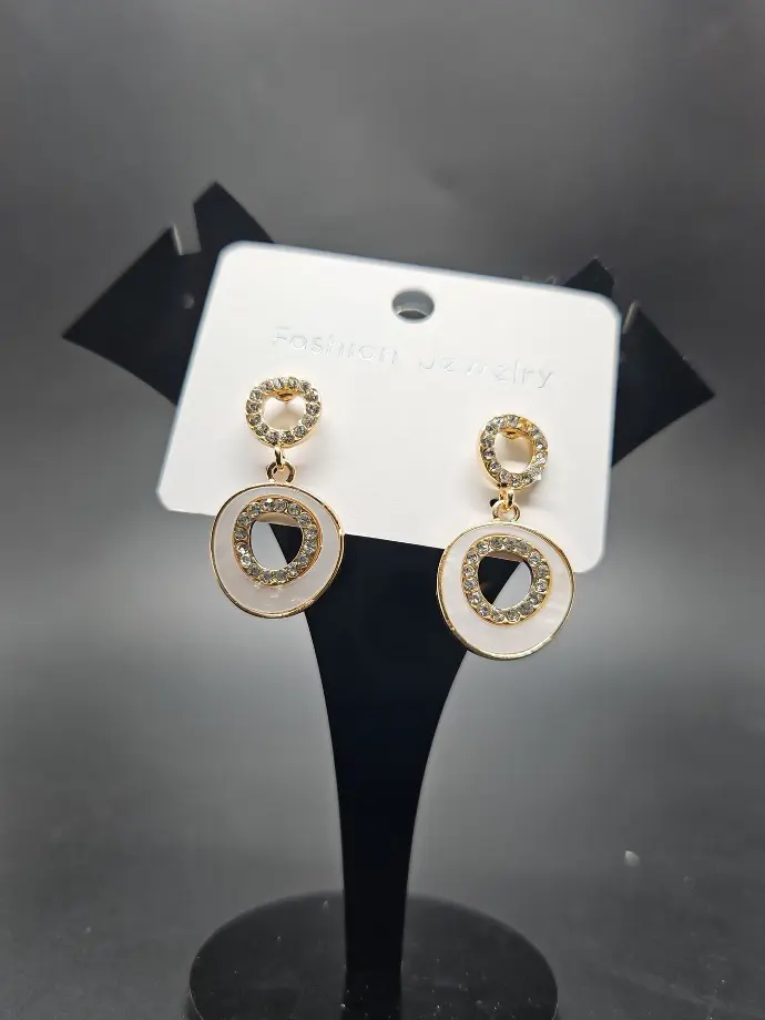 [IX2400768] Earring Oval Shaped Inner and Outer Layer (Rose gold)