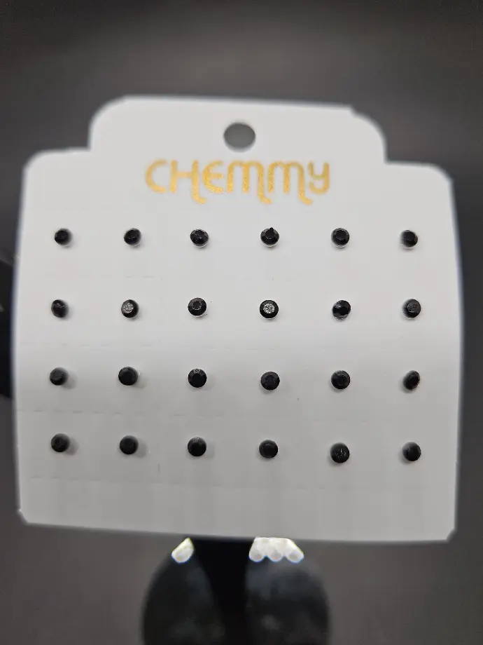 [IX2400822] Earring Small Stone Design Pair (Black)