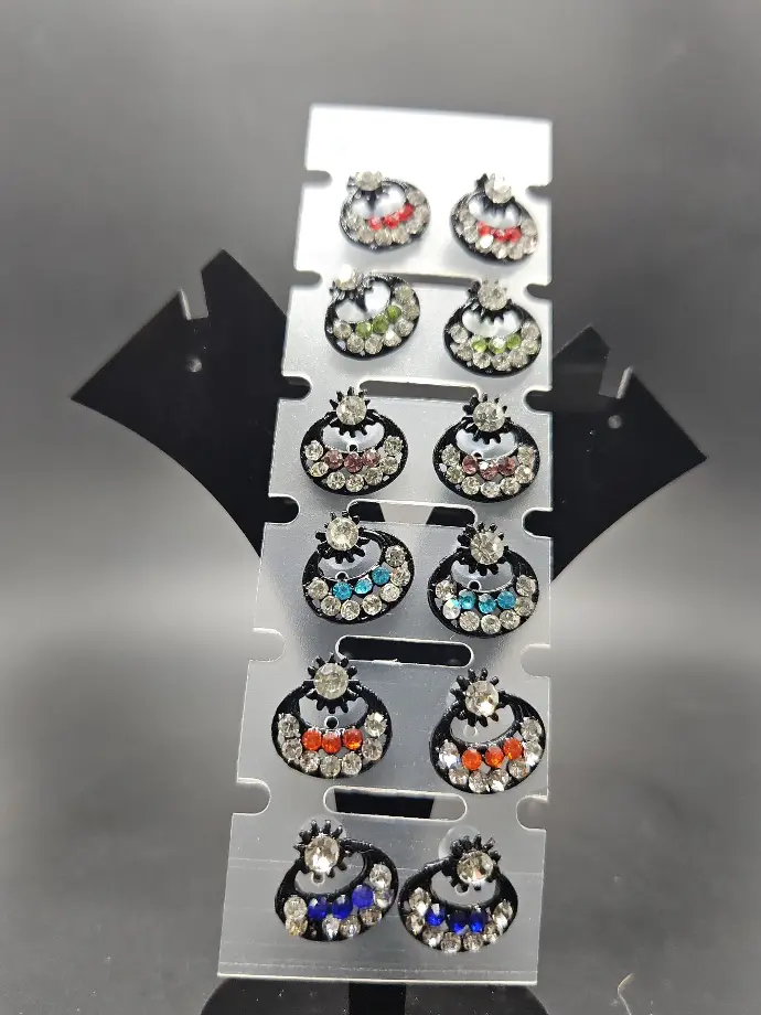 Earring Oval Shape Multicolor Stones Pair
