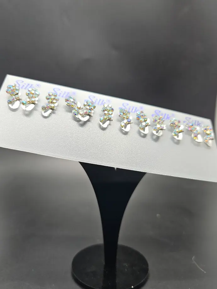 Earring J Shape Multicolor Stones Pair