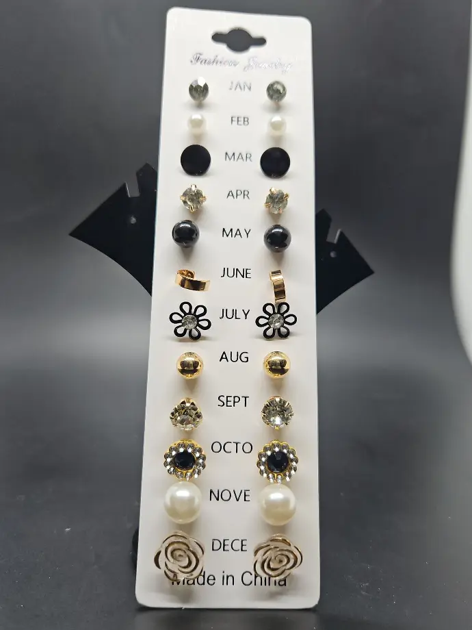 [IX2400838] Earring Jan-Dec Monthly Multi Design  (Multicolors)