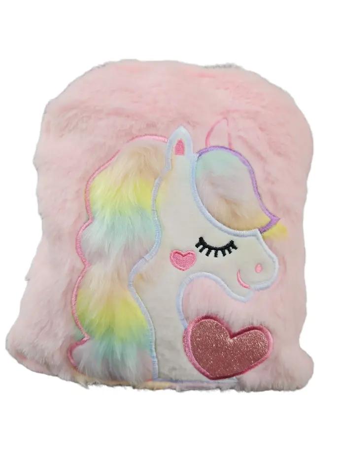 [IX2401076] Premium Kids Unicorn Bag With Extra Smooth Woolen Hair (Pink)