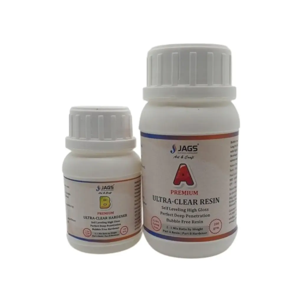 Jagz UCR150 Ultra Clear Resin With Hardener 2:1 Self Leveling High Gloss Deep Penetration (100g + 50g) 