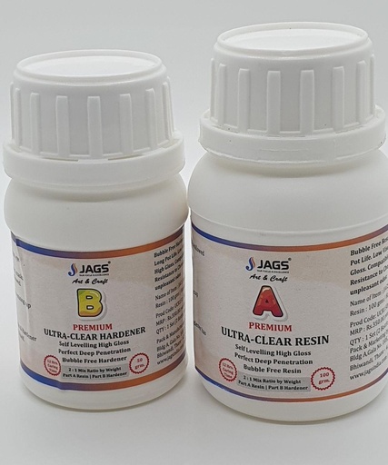 [IX000283] Jagz UCR300 Ultra Clear Resin With Hardener Self Leveling High Gloss Deep Penetration (200g + 100g)