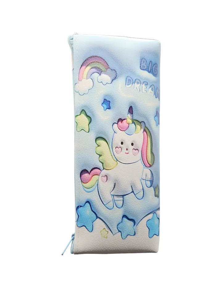 [IX2401312] Pencil Box Rexine Material 3D Flying Kitti Cartoon Design 20x8cm (Blue)