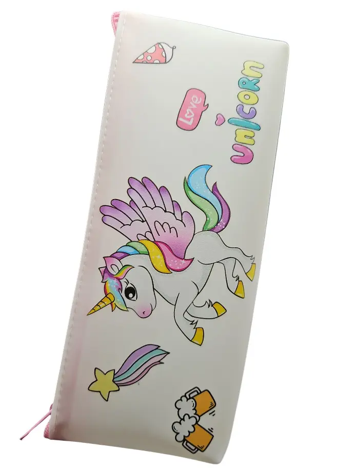 Pencil Box PE Material 3D Unicorn Design 20x8cm Pink