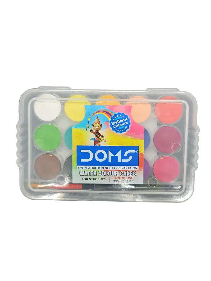 Doms Aqua 15 Shades Water Color Cakes Box With Brush 