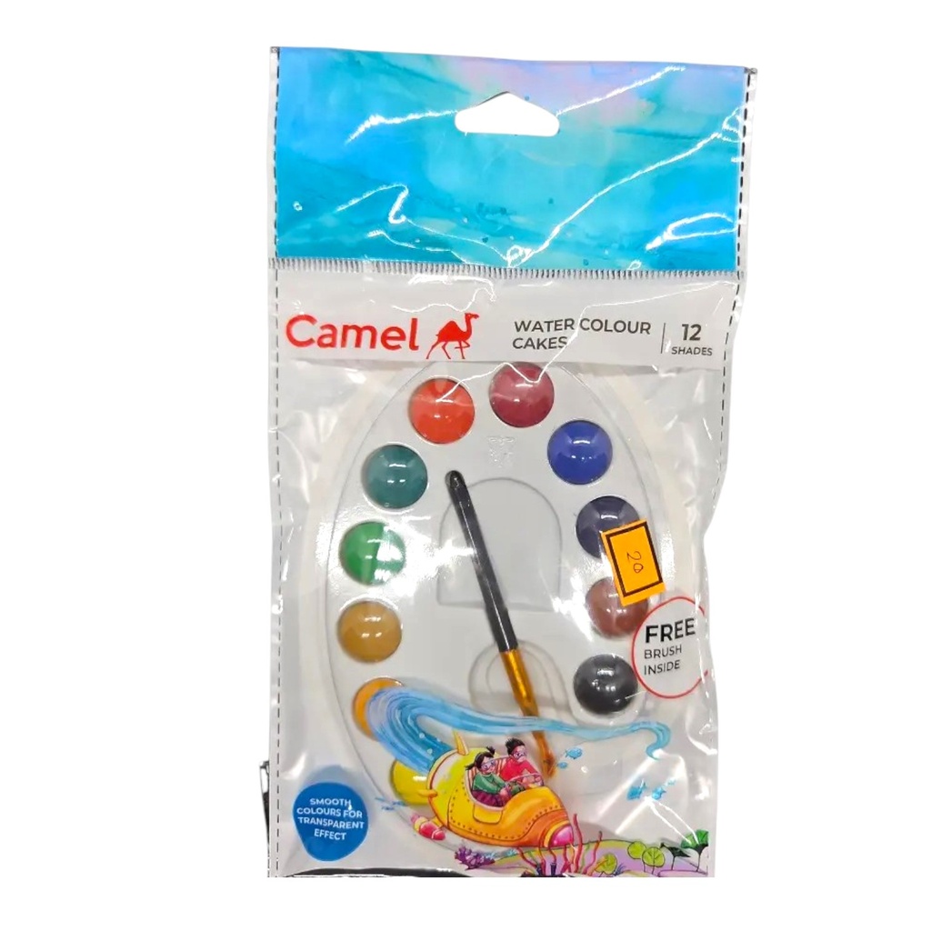 [IX2401504] 12 Shades Water Color Cakes With Brush (Camel)