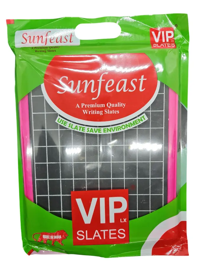 [IX2401568] VIP Sunfeast Slate 200x250mm Plastic Frame 4 Lines & Box for Letters (Pink)