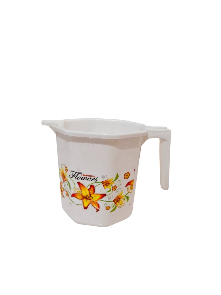 JJ White Floral Printed Cup/Mug 1 Liter