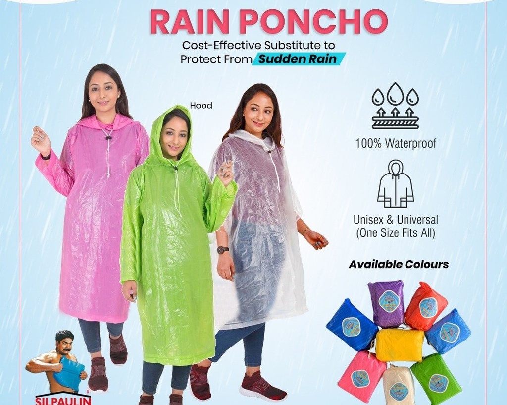 Rain Poncho Rain Coat Adult Free Size