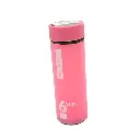 450ml Glass Water Bottle with Rubber Wrap Circle Steel Top 19x6.5cm