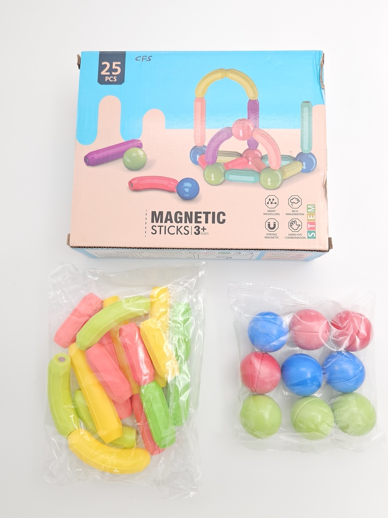 Magnetic Sticks Assembling Puzzle Game 25 Pcs /Box
