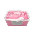 2 Layer Lunch Box Square Plastic With Spoon 18x12x8.5cm