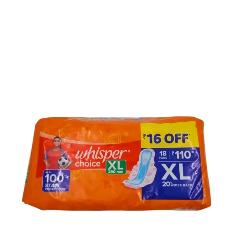 Whisper Choice XL 280mm Pads Pack of 18 MRP 110