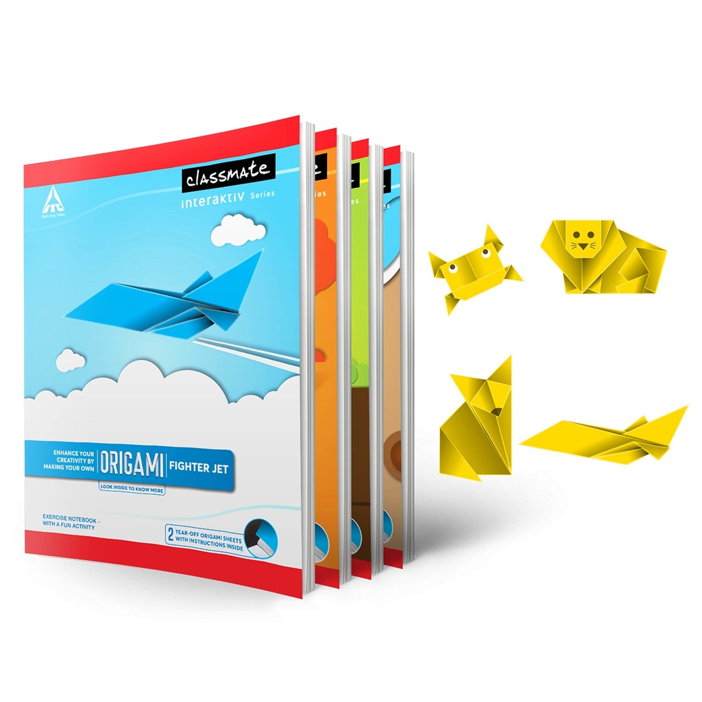 ITC Classmate Origami Series Notebook 19 X 15.5 cm 172 Pages With 4 Colored Origami Sheets