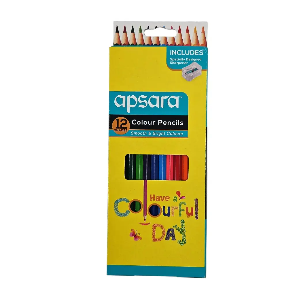Apsara 12 Shades Color Pencils With Sharpener MRP 60