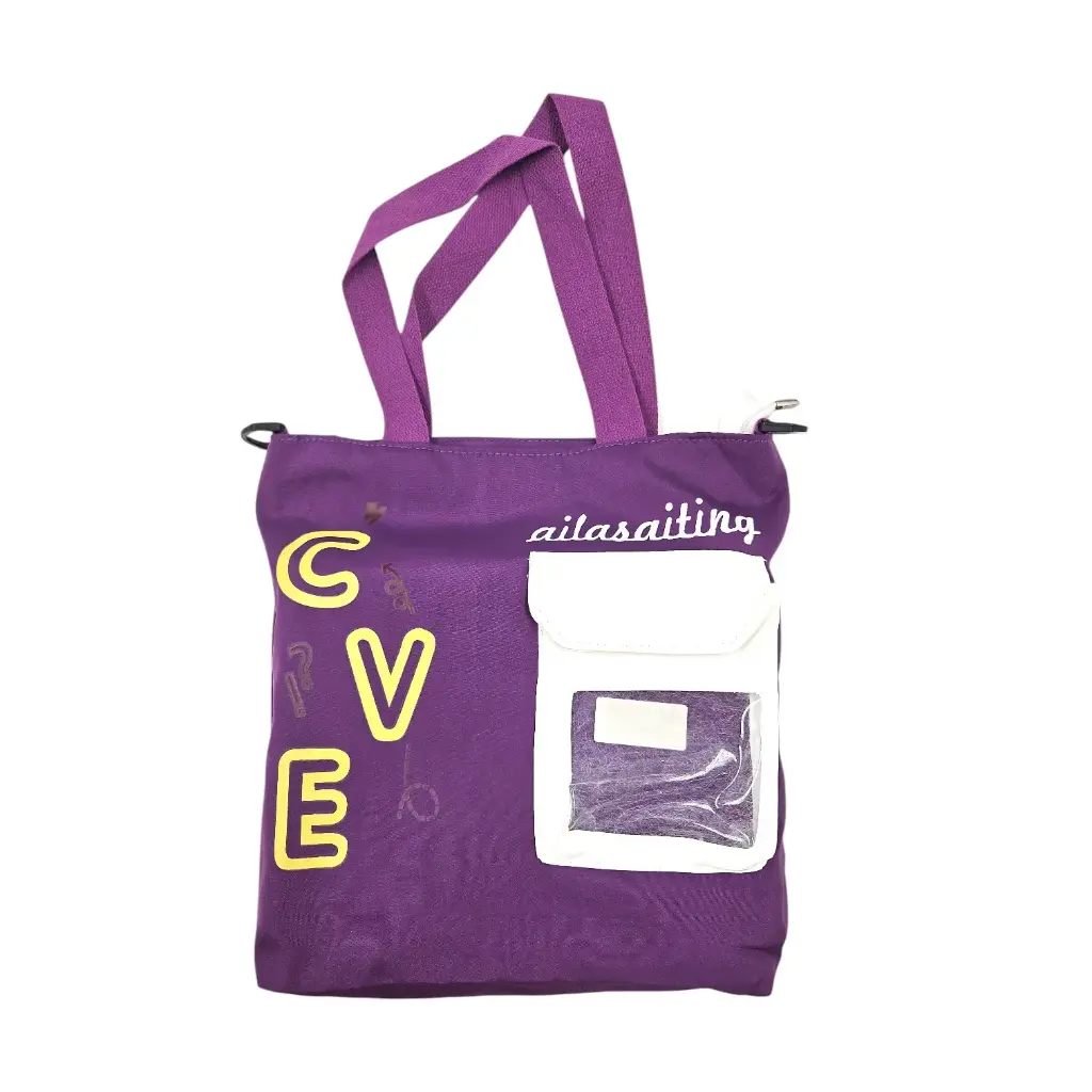[IX2403430] CVE One Side Purple College Bag With Transparent Pocket