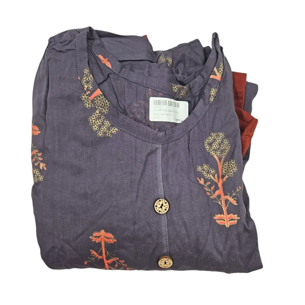 N-194 Pink & Blue Cotton 2 Pcs Churidar Set