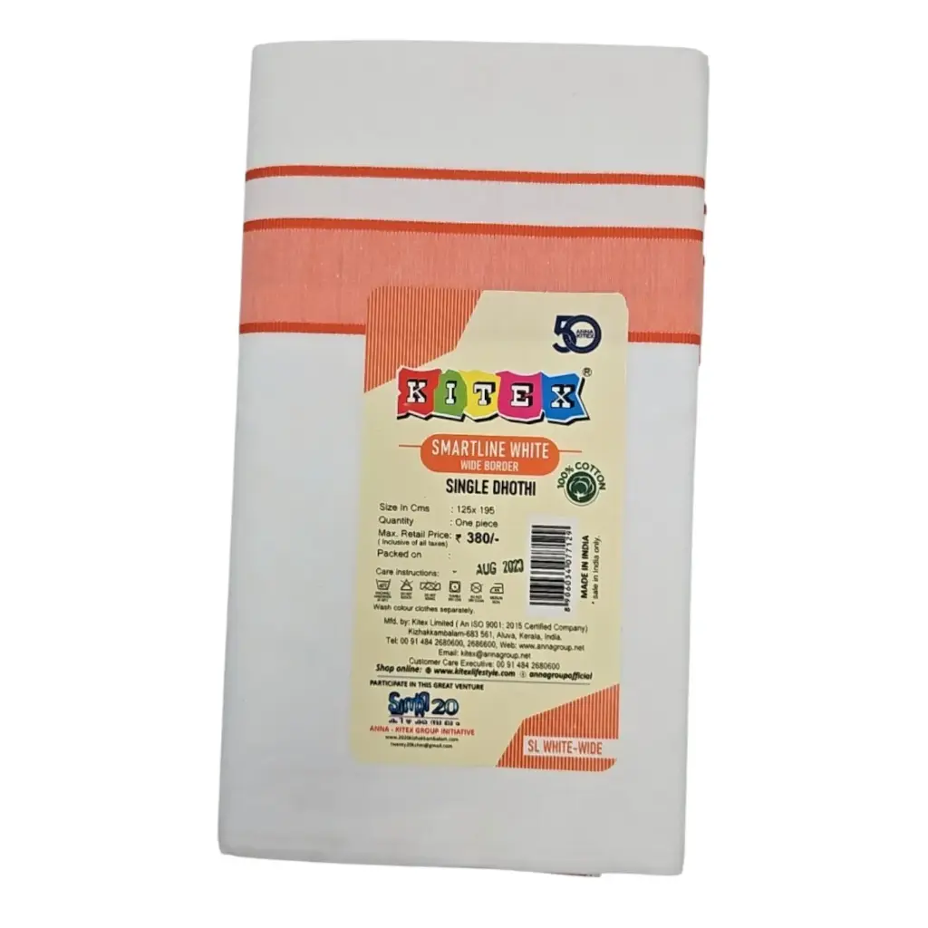 [IX2403535] Kitex Smartline White Wide Border Lungi  