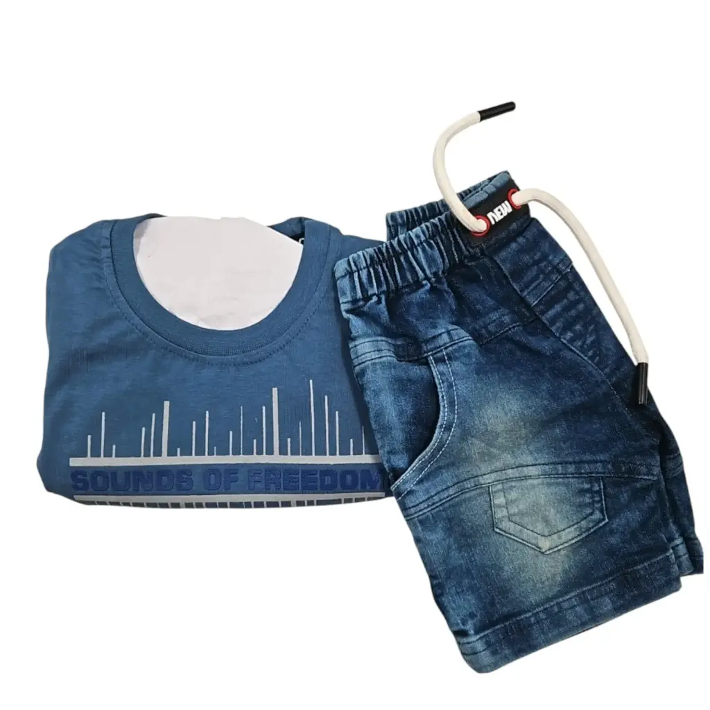 Chirag Sounds Of Freedom Kids Jean Trousers & Shirt Set