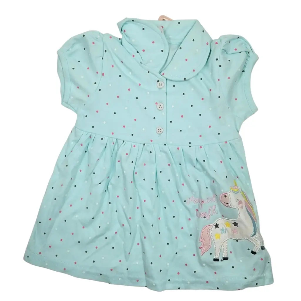 [IX2403605] Apple House Sky Blue Baby Frocks With Panties
