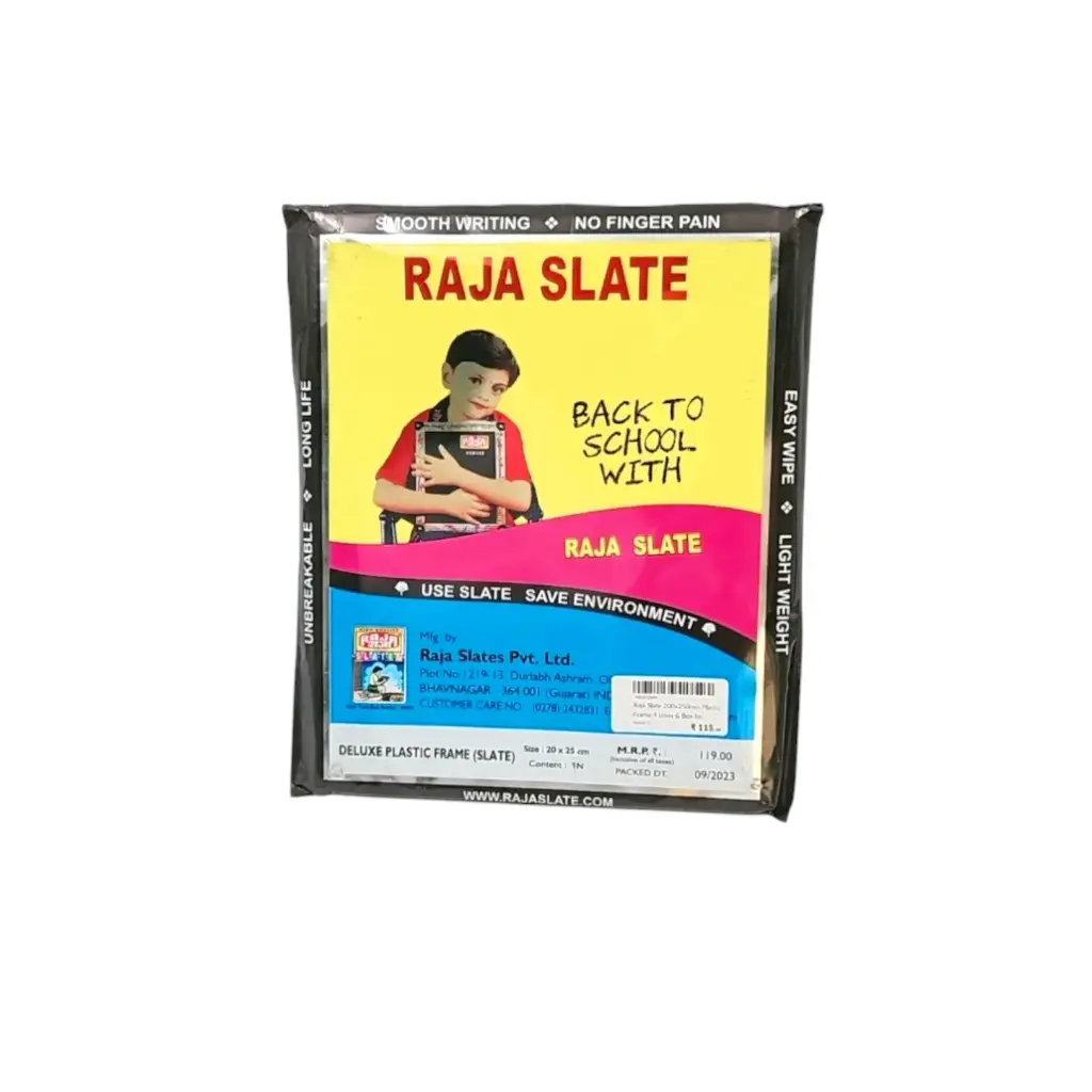 Raja Slate 200x250mm Plastic Frame 4 Lines & Box for Letters 