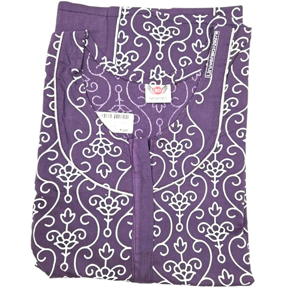 [IX2403807] SD Nighties Chinnan White Printed Maxi 56