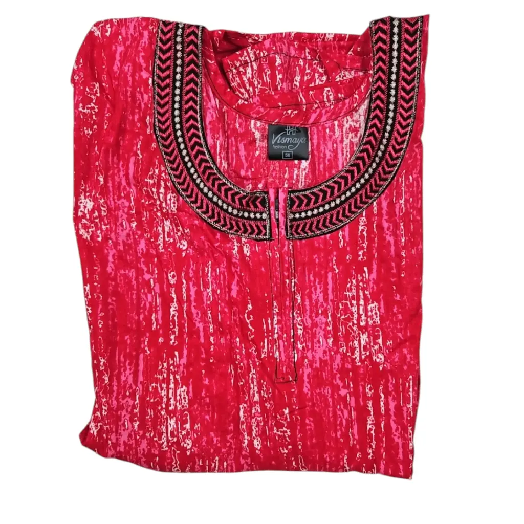 Vismaya Embroidery Neck Printed Cotton Maxi 56