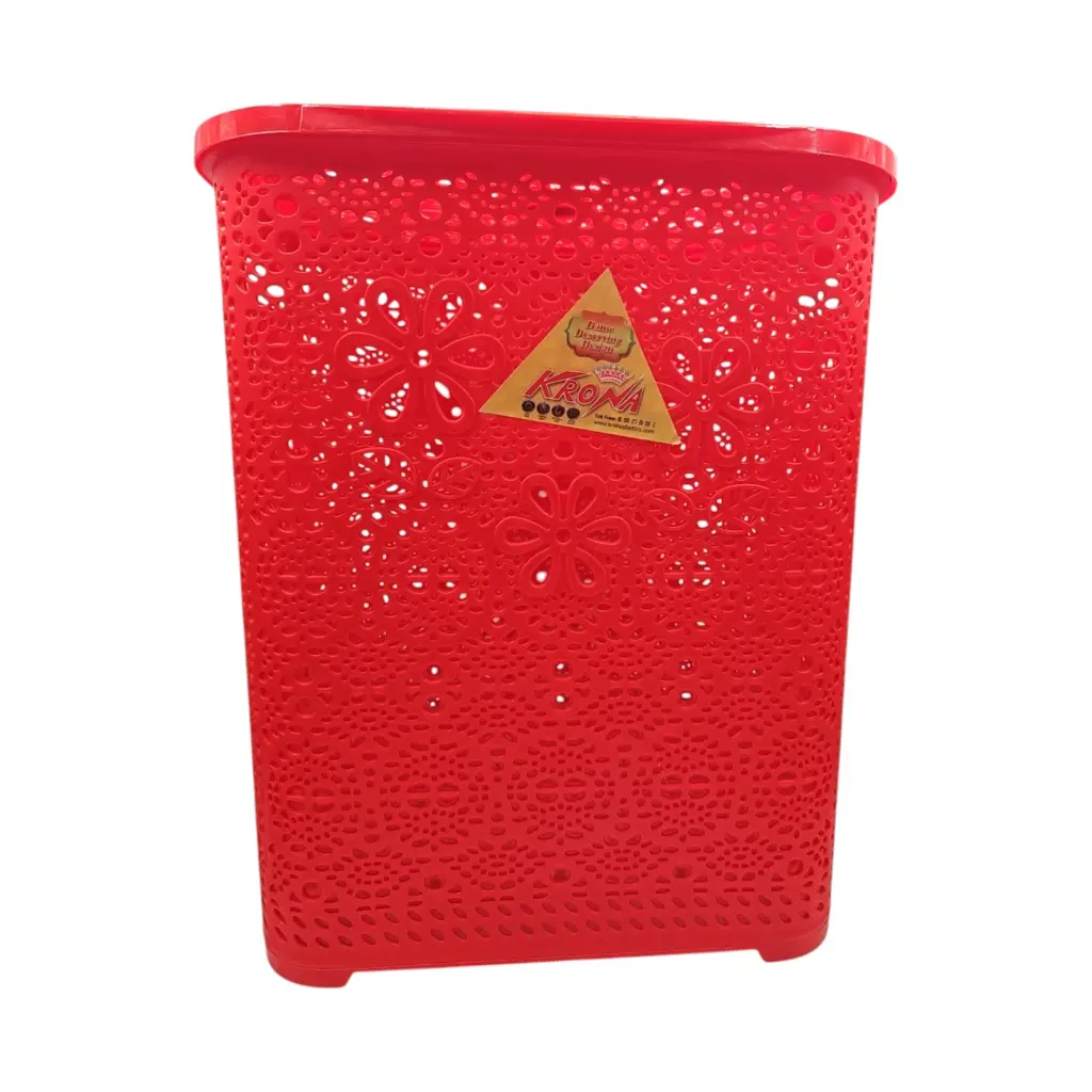 [IX2404174] Krona Laundry Basket Flower Design With Attached Lid