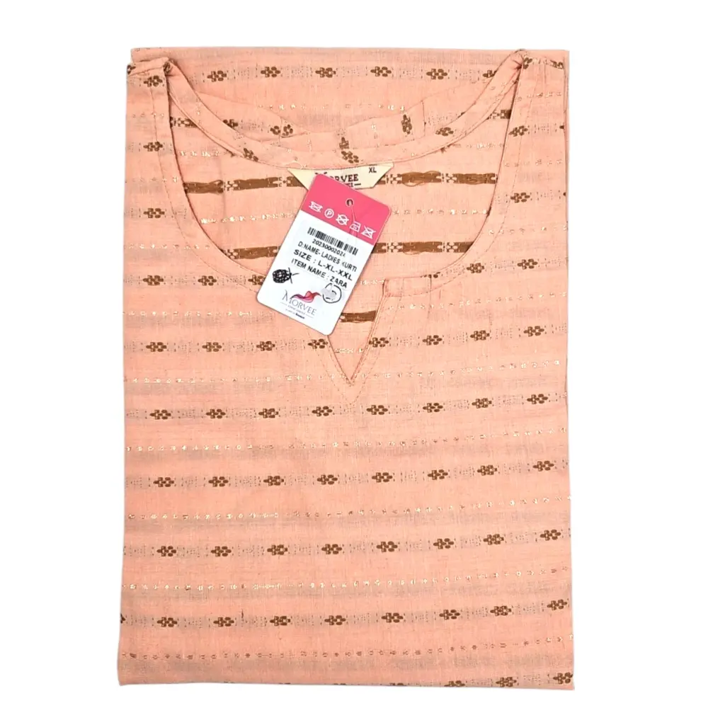 [IX2404216] Morvee Zara Peach Thread Line Ladies Kurti