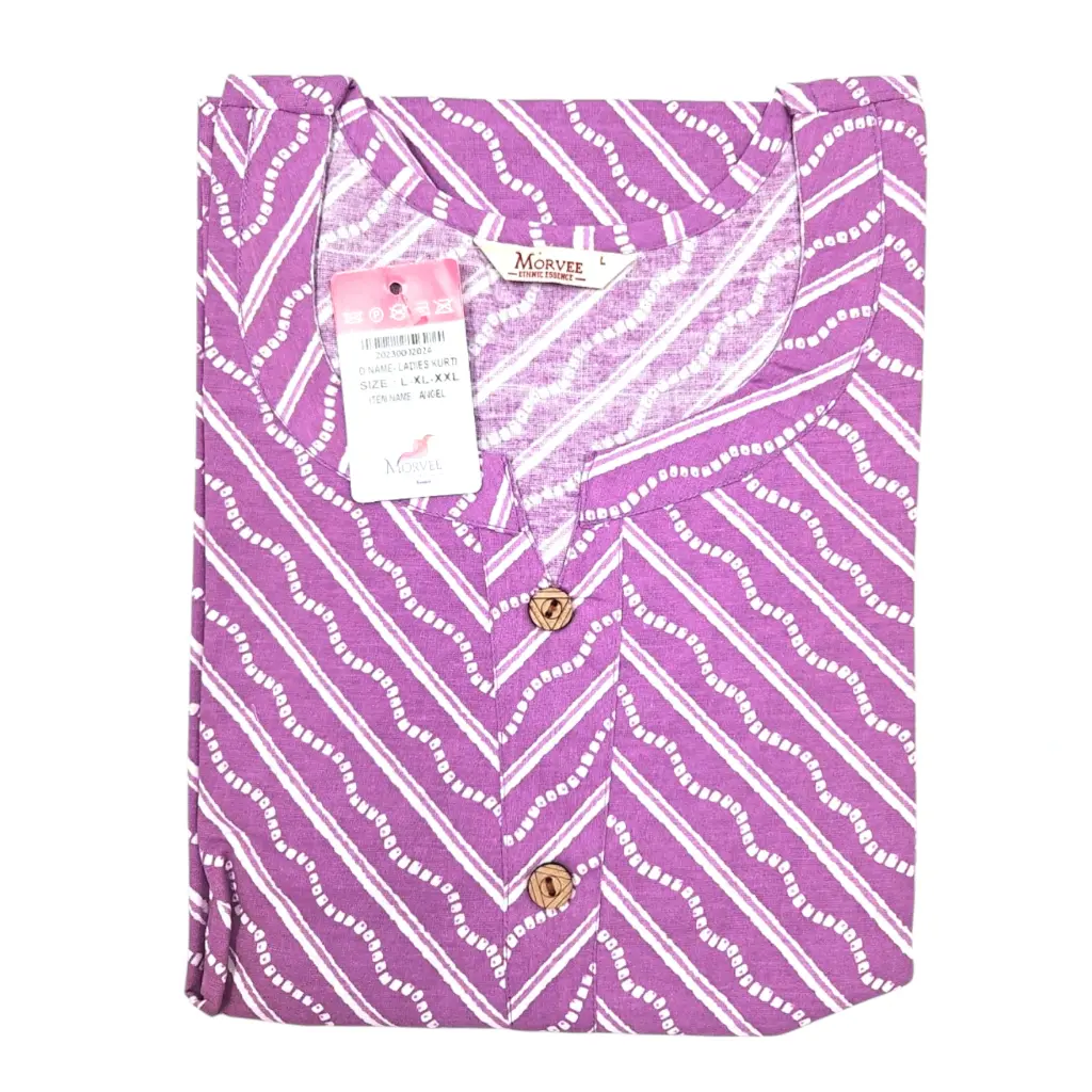 Morvee Angel Purple Slating Curved Line Ladies Kurti 
