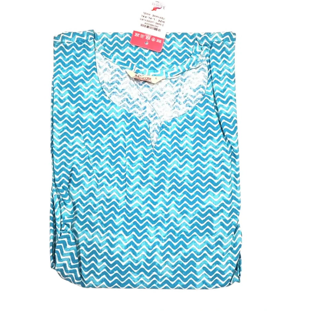 [IX2404292] Morvee Angel Blue Zig Zag Line Kurthi Top