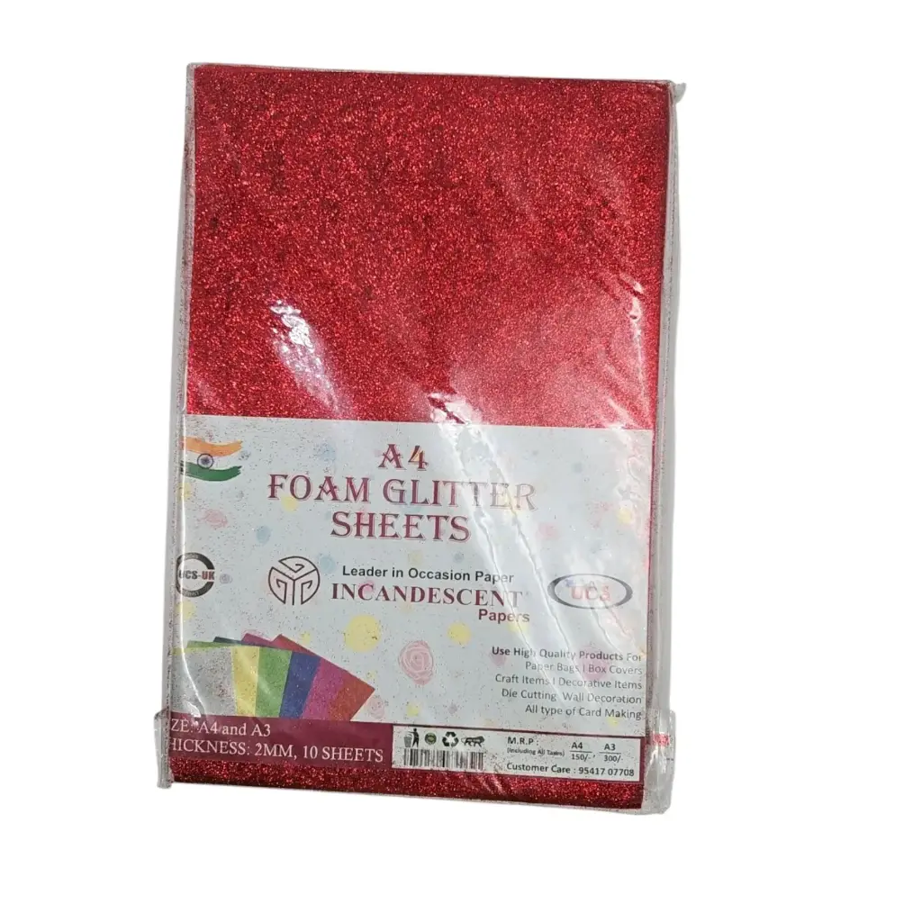 [IX2404546] Eva Foam Glitter Paper A4 Size Sheet For Craft Works  (Red)