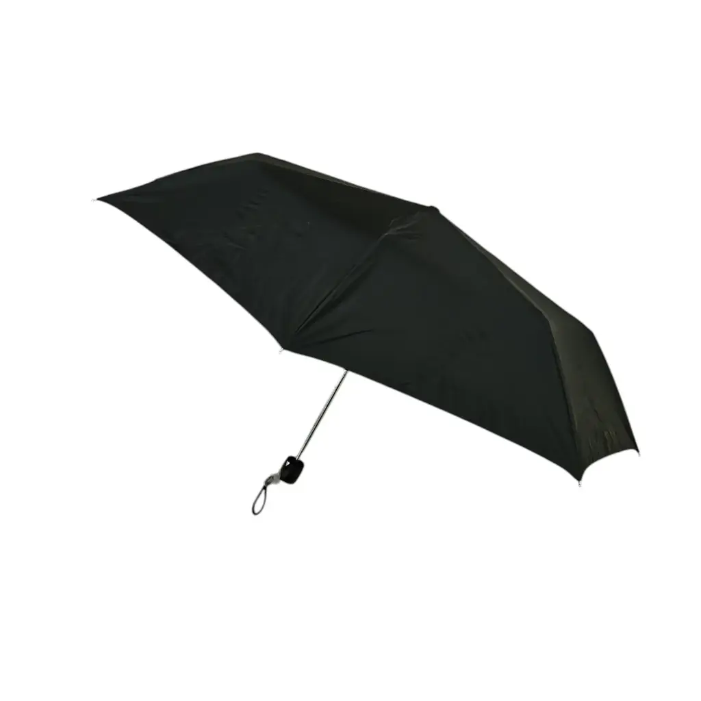 Popy Plain Black Three Fold Umbrella