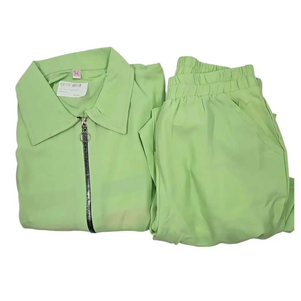 [IX2404684] Kids Zipped Code Set Wear Pastel Green