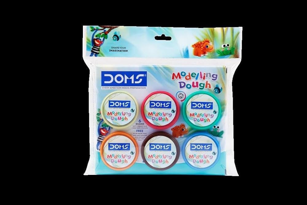 [IX2404731] Doms Modelling Dough 6 Shades, 4 Shape Toys, 1 Hand Roller, 1 Spatula
