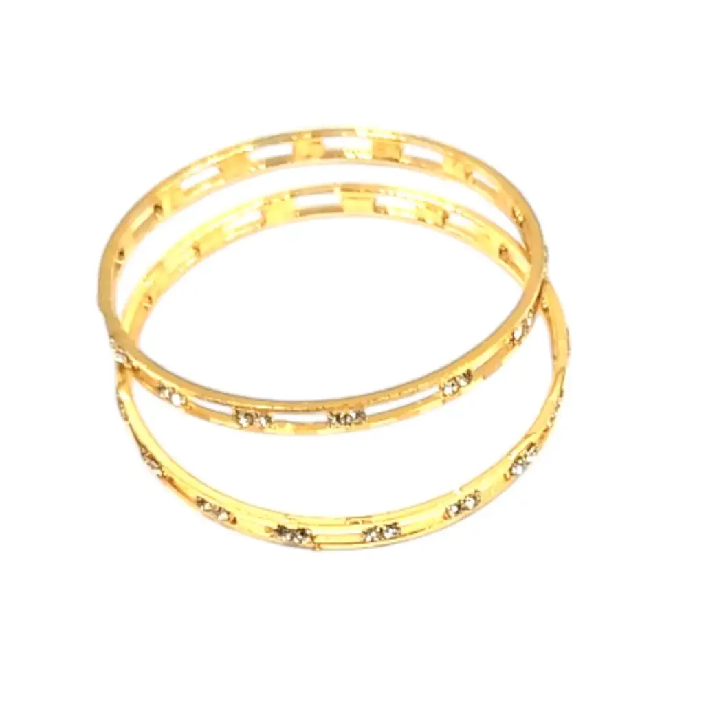 Guarantee Golden Jewelry Double Line Bangle With Stone