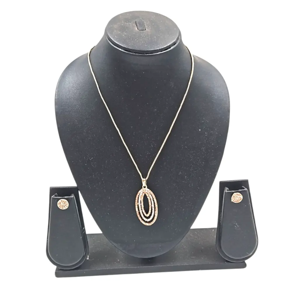 Rose Gold Imitation Necklace With Hanging White Beads Bow locket