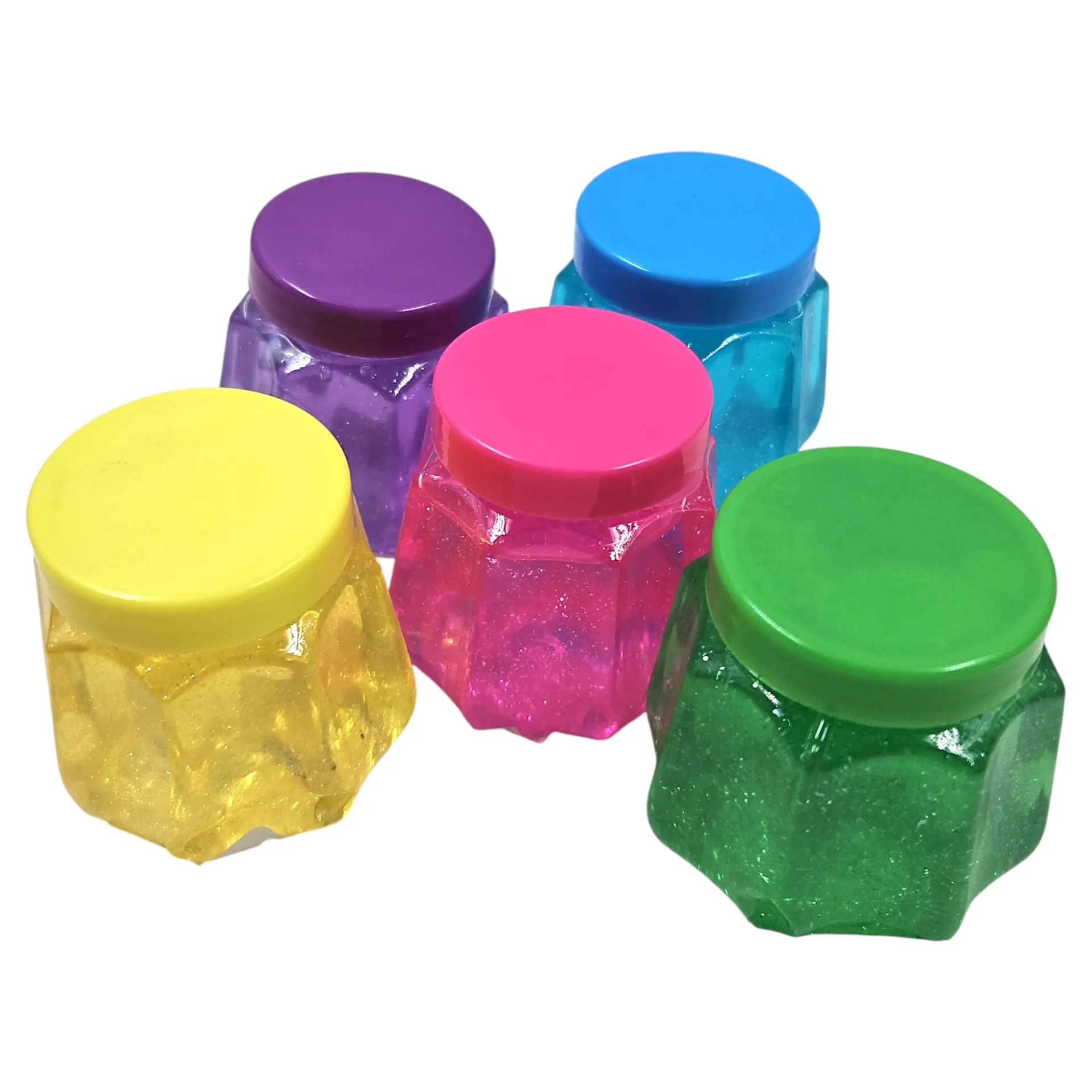 [IX2404926] Kids Playing Glittered Slime In Pumpkin Shaped Jars