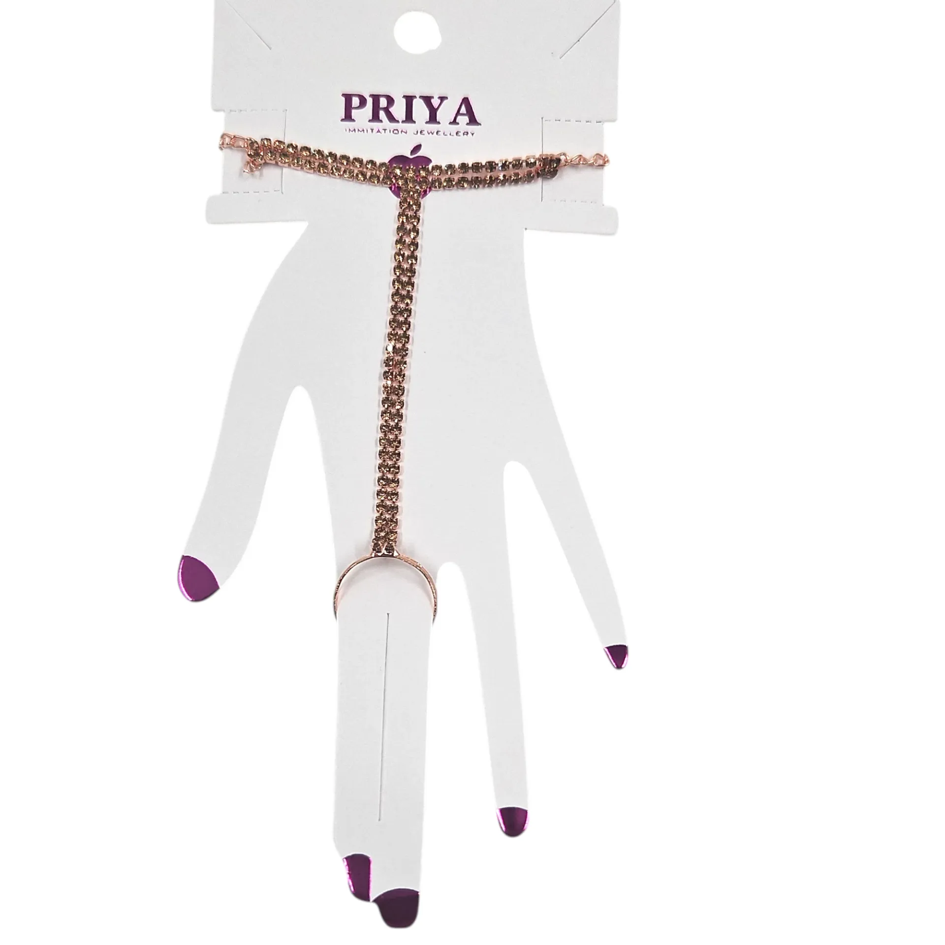 Double Layer Stone Bracelet With Attached Ring