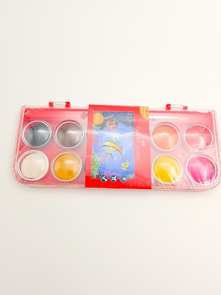 Faber Castle 12 Shades Water Color Cakes With Brush