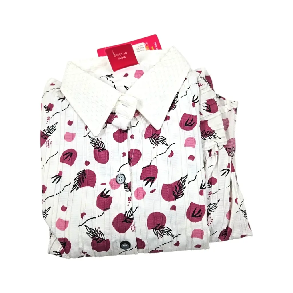 K Lounge White Dot Printed Girls Shirt 