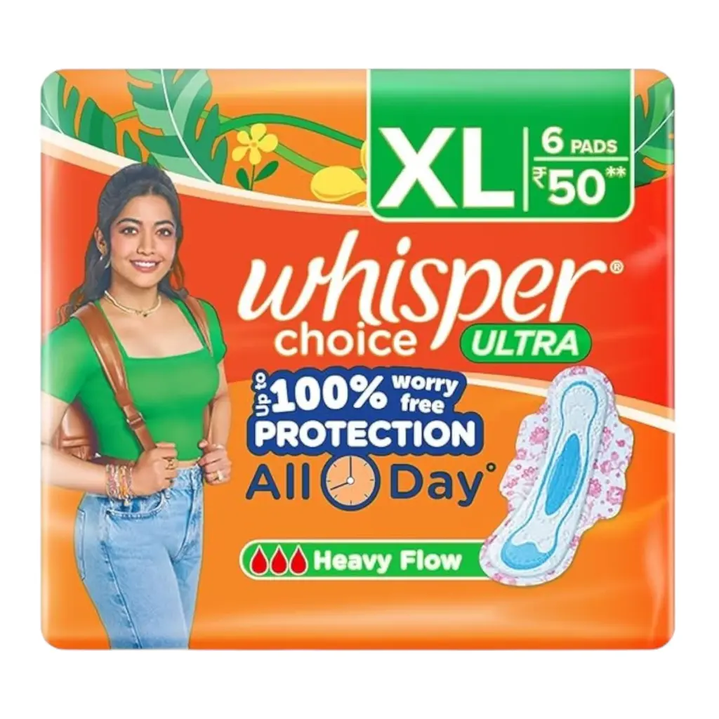 Whisper Choice Ultra XL 280mm Pads With Disposal Bags Mini Pack of 6 MRP 50